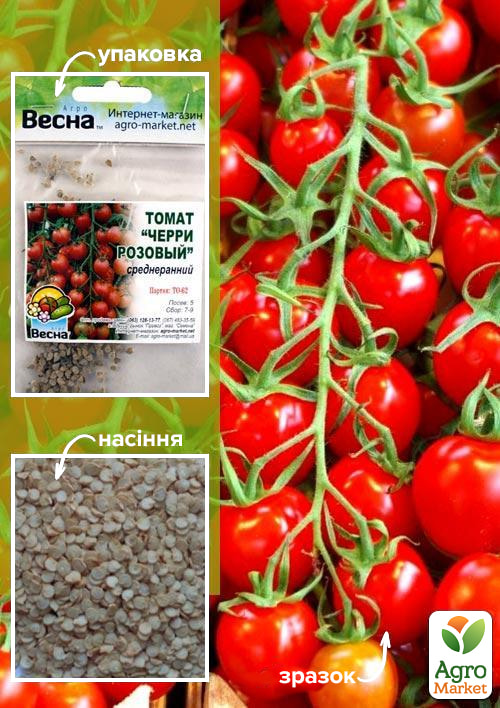 Томат Черрі рожевий (Зипер) ТМ Весна 0.5г
Томат Черрі рожевий (Зипер) ТМ Весна 0.5г