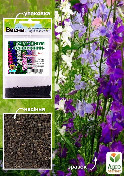 Дельфиниум Однолетний (Зипер) ТМ Весна 1г
Дельфиниум Однолетний (Зипер) ТМ Весна 1г
