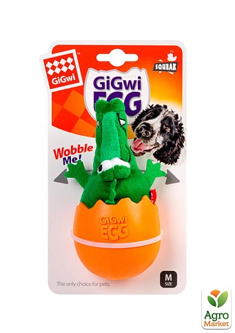 Игрушка для собак Крокодил-неваляшка с пищалкой GiGwi EGG, текстиль, резина, 14 см (2319) - фото 2