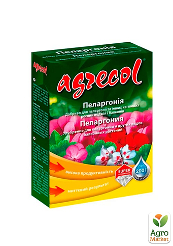Удобрение для пеларгоний (кристаллическое) 15-10-25 ТМ "Agrecol" 200г
