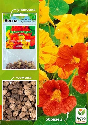 Настурция "Вьющаяся смесь" (Зипер) ТМ "Весна" 2г