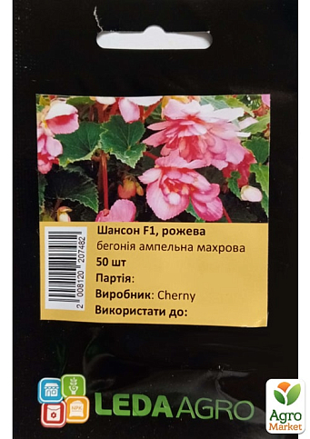 Бегонія "Шансон F1" рожева ТМ "Leda Agro" 50шт