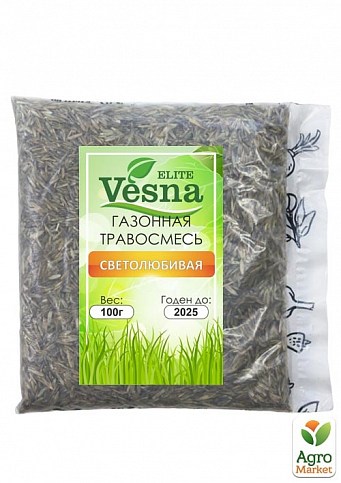 Газонная травосуміш "Світлолюбива" ТМ "Vesna Elite" 100г