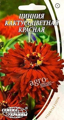 Цинія "Кактусоцветная червона" ТМ "Насіння України" 0.3г