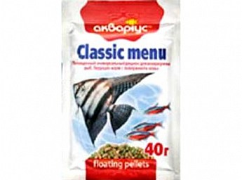 Аквариус Classic Menu Сухой корм для рыб, плавающие пеллеты  40 г (3101470)