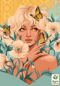 Картина по номерам - Девушка с бабочками  Идейка KHO25422