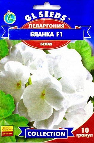 Пеларгония белая "Бланка F1" ТМ "GL SEEDS" 10шт