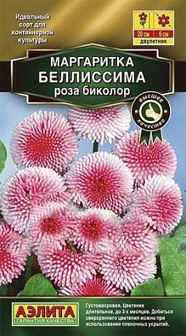 Маргаритка "Беллиссима роза биколор" ТМ "Аэлита" 7шт