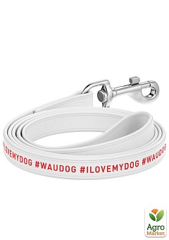 Повідець для собак шкіряний WAUDOG Design, малюнок "я люблю свою собаку", Ш 25 мм, Дов 122 см білий (379515)2