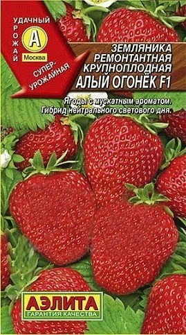 Земляника ремонтантная крупноплодная "Алый огонек F1" ТМ "Аэлита" 10шт