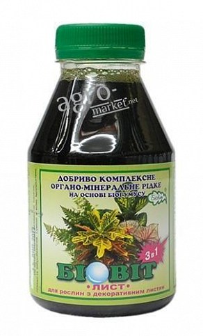Органо-мінеральне Добриво "Лист" ТМ "Біовіт" 0.3л