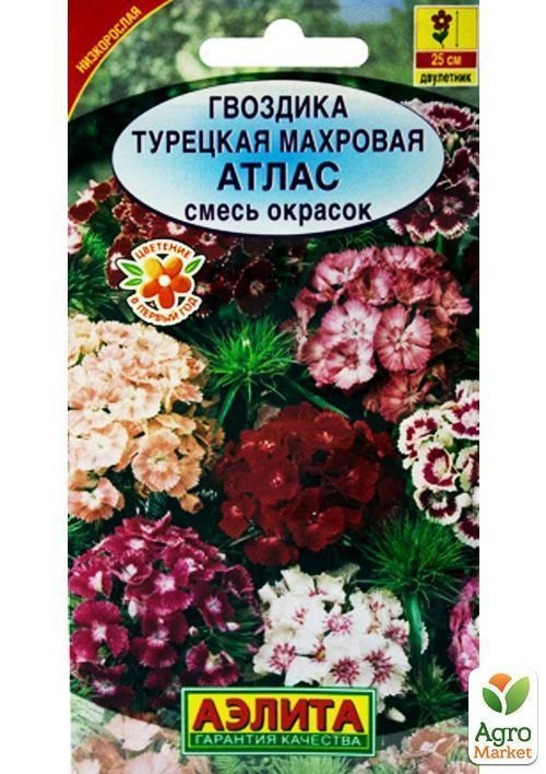 Гвоздика турецька махрова "Атлас" суміш забарвлень ТМ "Аеліта" 0,3 г