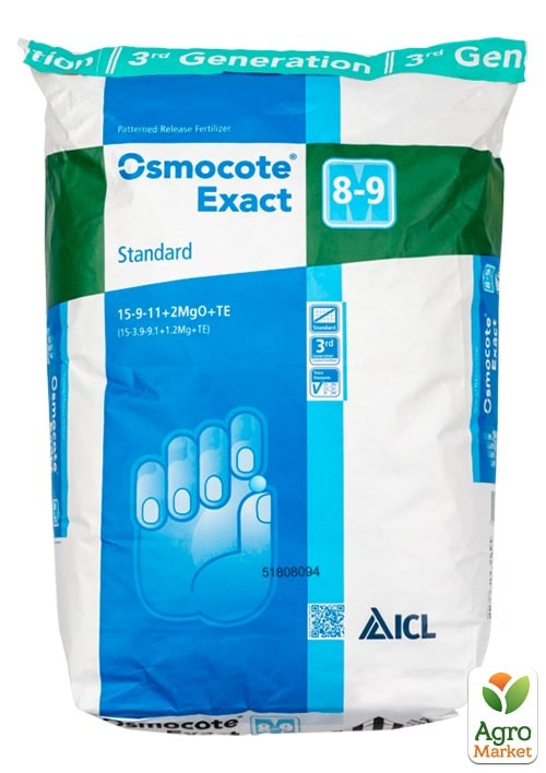 

Удобрение Осмокот Osmocote Standard 16+9+12+2Mg+Te, 8-9м. ТМ ICL 25кг
