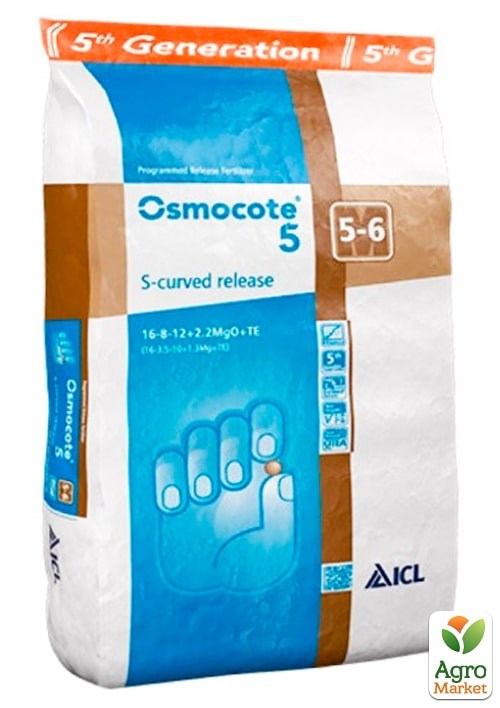 

Удобрение Осмокот Osmocote S-Curved 16+8+12+2,2MgO+TE, 5-6м. ТМ ICL 25кг