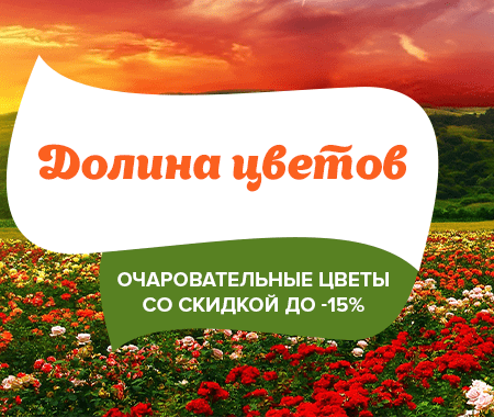 Акция! Долина цветов со скидкой до -15% Акция! Долина цветов со скидкой до -15%