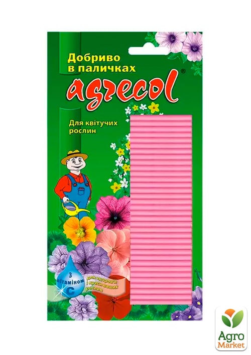 

Добриво в паличках для квітучих рослин з вітаміном С 8-10-14 ТМ Agrecol 30шт