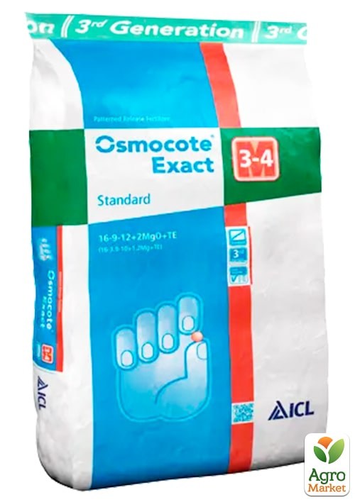 

Удобрение Осмокот Osmocote Standard 16+9+12+2Mg+Te, 3-4м. ТМ ICL 25кг