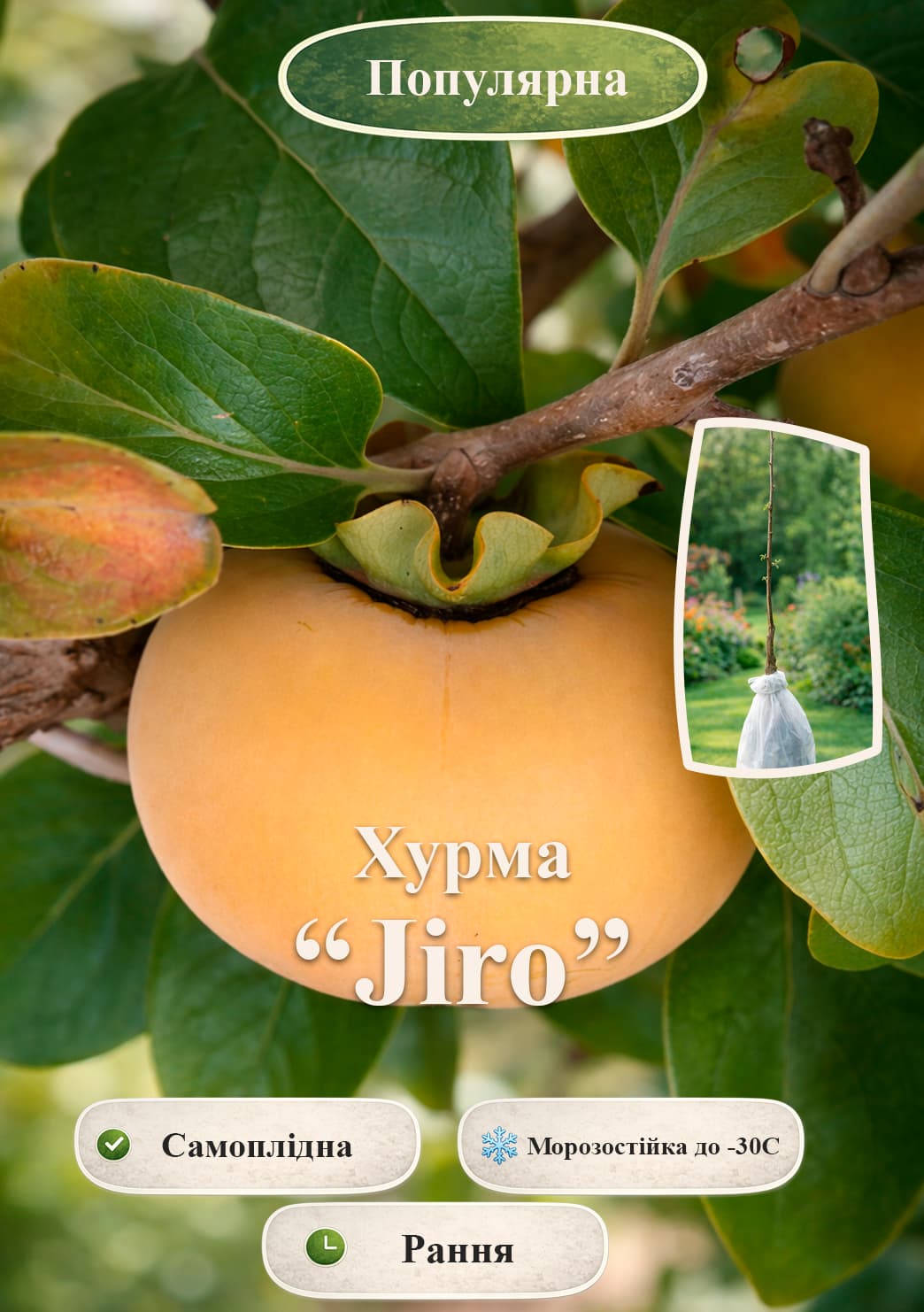 

Ексклюзив! Хурма на віргінському морозостійкому підщепі Jiro вищий сорт!
