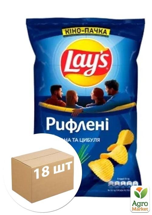 Картофельные чипсы рифленые (сметана и лук) ТМ "Lay`s" 200г упаковка 18шт