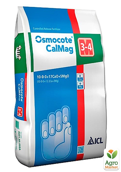 

Удобрение Осмокот Osmocote + CaMg 10,4+7,6+0+14Ca+5Mg+TE, 3-4м. ТМ ICL 25кг