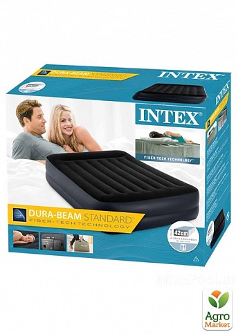 Надувная кровать с встроенным электронасосом двухспальная, черная ТМ "Intex" (64124) - фото 2