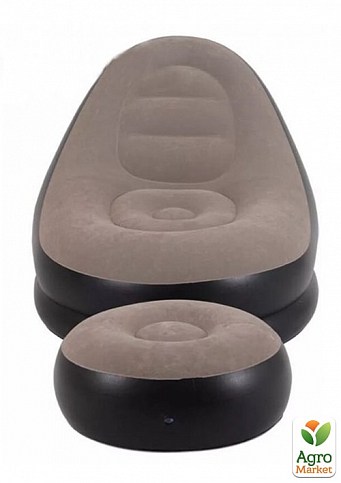 Надувне вінілове крісло з пуфиком Air Sofa з флокованим покриттям та насосом