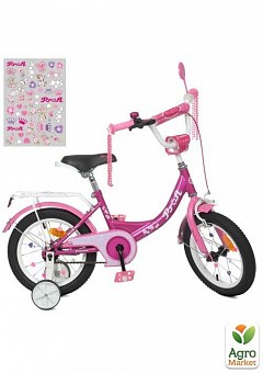 Велосипед дитячий PROF1 14д. Princess,SKD45,ліхтар,дзвінок,дзеркало,дод.кол.,фуксія (Y1416) 2