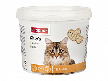 Beaphar Kitty`s   Витаминизированные лакомства для кошек с биотином и таурином, 750 табл.  525 г (1259750)