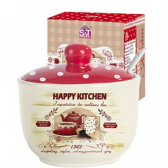 Сахарница с ложкой 450мл `Happy Kitchen` (d-11см, h-7,5 см) (2242-11)1