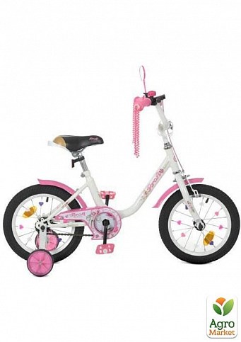 Велосипед дитячий PROF1 14д. Ballerina, SKD75, біло-рожевий,ліхтар,дзвінок,дзеркало,дод.колл (Y1485-1)