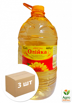 Олія соняшникова (рафінована) картонна скринька ТМ «Олійка» 5л. упаковка 3шт2