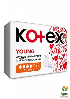Kotex жіночі гігієнічні прокладки Young Dry Normal (сітка, 4 краплі), 10 шт1