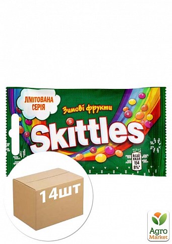 Драже жевательное в разноцветной сахарной оболочке зимние фрукты skittles уп. 14 шт