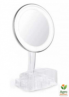 Косметическое зеркало с LED подсветкой и органайзером XH-086 круглое White1