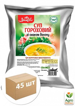 Суп гороховый со вкусом бекона ТМ"Злаково" 180 г упаковка 45 шт1