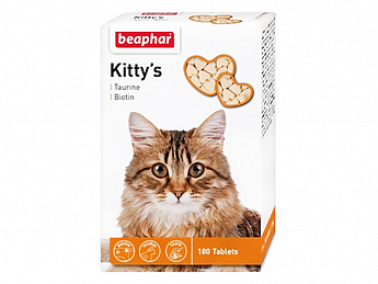 Beaphar Kitty`s   Витаминизированные лакомства для кошек с биотином и таурином, 180 табл.  145 г (1257840)