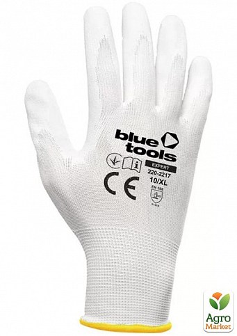 Стрейчевые перчатки с полиуретановым покрытием BLUETOOLS Sensitive (XL) (220-2217-10)