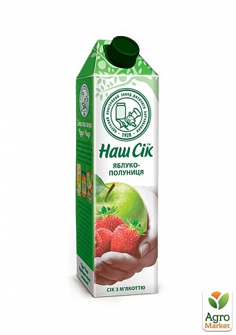 Яблочно-клубничный сок с мякотью ОКЗДП ТМ "Наш Сок" TGA Square 0.95 л упаковка 12 шт - фото 2