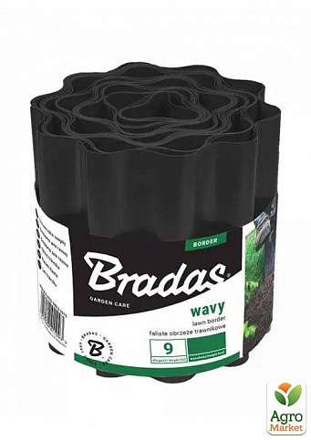 Бордюр хвилястий газонний 9м х 10см, чорний,  Bradas OBFBK 0910