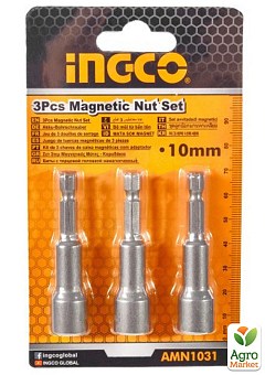 Набор торцевых магнитных головок 10 мм 1/4"×65 мм 3 шт. INGCO1