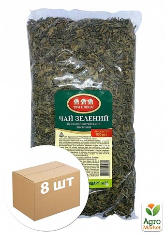 Чай зеленый ТМ "Три слона" 500г упаковка 8шт