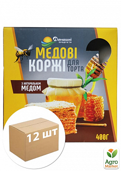 Коржі Медові (картон) 400г ТМ "Домашні продукти" упаковка 12 шт1