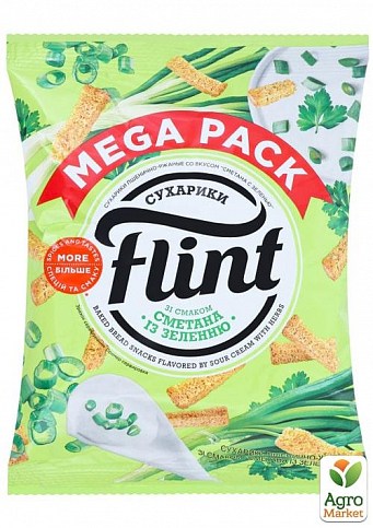 Сухарики пшенично-ржаные со вкусом сметаны с зеленью ТМ "Flint" 110 г упаковка 45 шт - фото 2
