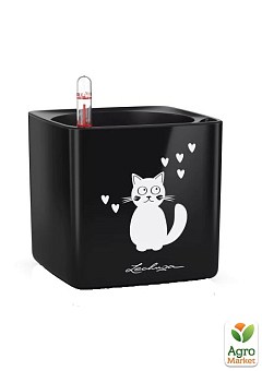 Розумний вазон з автополивом Lechuza Cube Glossy Cat 4, чорний блискучий (13508)2