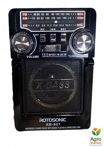 Портативний радіоприймач Rotosonic XB-821, AM/FM/SW / MP3/ BLUETOOTH/ ліхтарик, зарядка від сонячної батареї