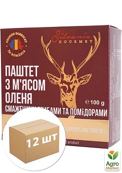 Паштет с мясом оленя, жареными грибами и томатами TM "Silvania" 100г упаковка 12 шт1