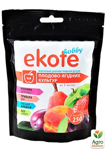 Минеральное удобрение "Ekote" ТМ "ГТУ" для плодово-ягодных культур 250г, длительного действия 3-4мес