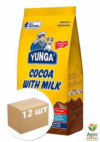 Напиток растворимый какао с молоком ТМ "Юнга" пакет 150г упаковка 12шт