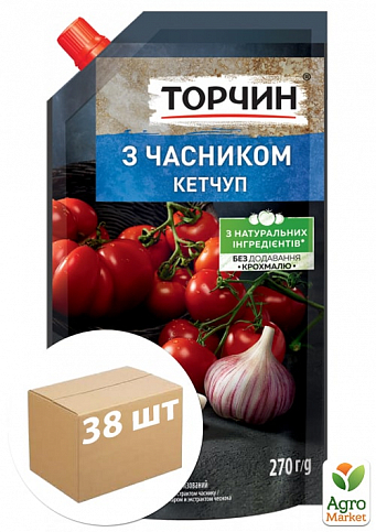 Кетчуп з часником ТМ "Торчин" 270г упаковка 38шт
