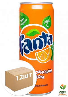 Газированный напиток (железная банка) ТМ "Fanta" 0,33л упаковка 12шт1